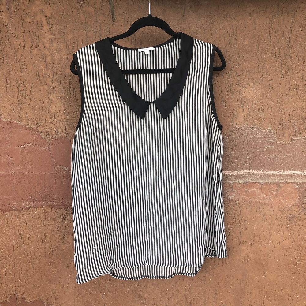 Vertical Stripe Collared Top